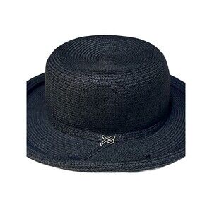 Betmar New York Black Paper Straw Boater Hat Women’s Resort Sun Hat